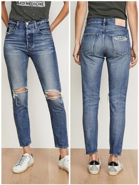 Moussy Vintage Distressed Tapered Jeans, 25